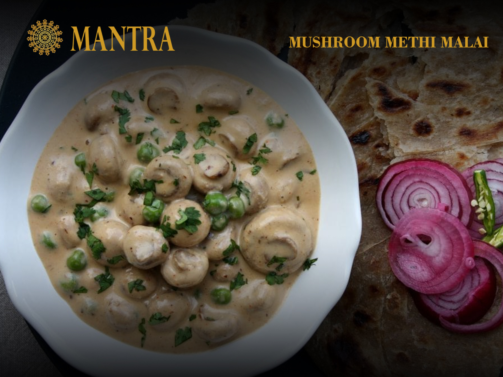 Order Mushroom Methi Malai food online from Mantra Authentic Indian Restaurant store, Jersey City on bringmethat.com