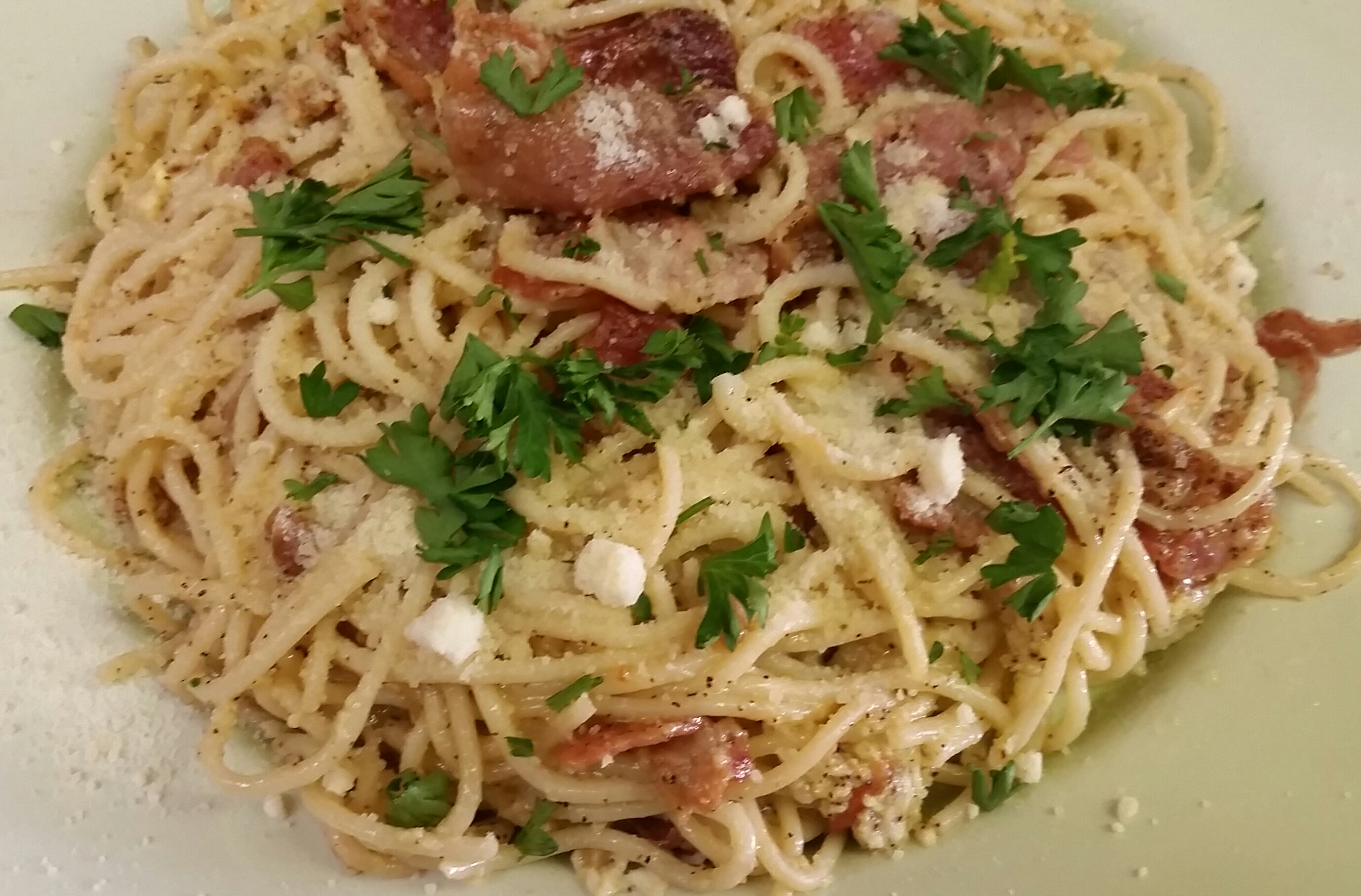 Order Pasta Carbonara food online from Our Original Pizzeria store, Schenectady on bringmethat.com