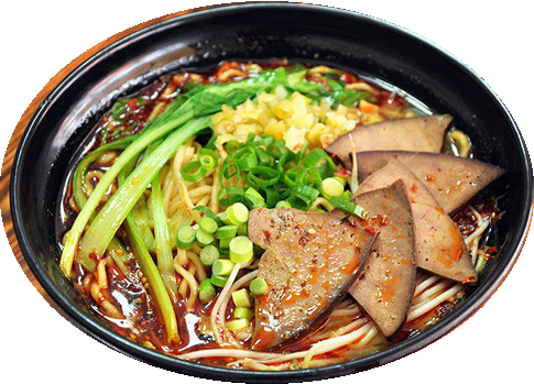 Order F8. Pork Liver Noodle Soup 豬膶湯麵 food online from Hing Lung Cafe store, South San Francisco on bringmethat.com