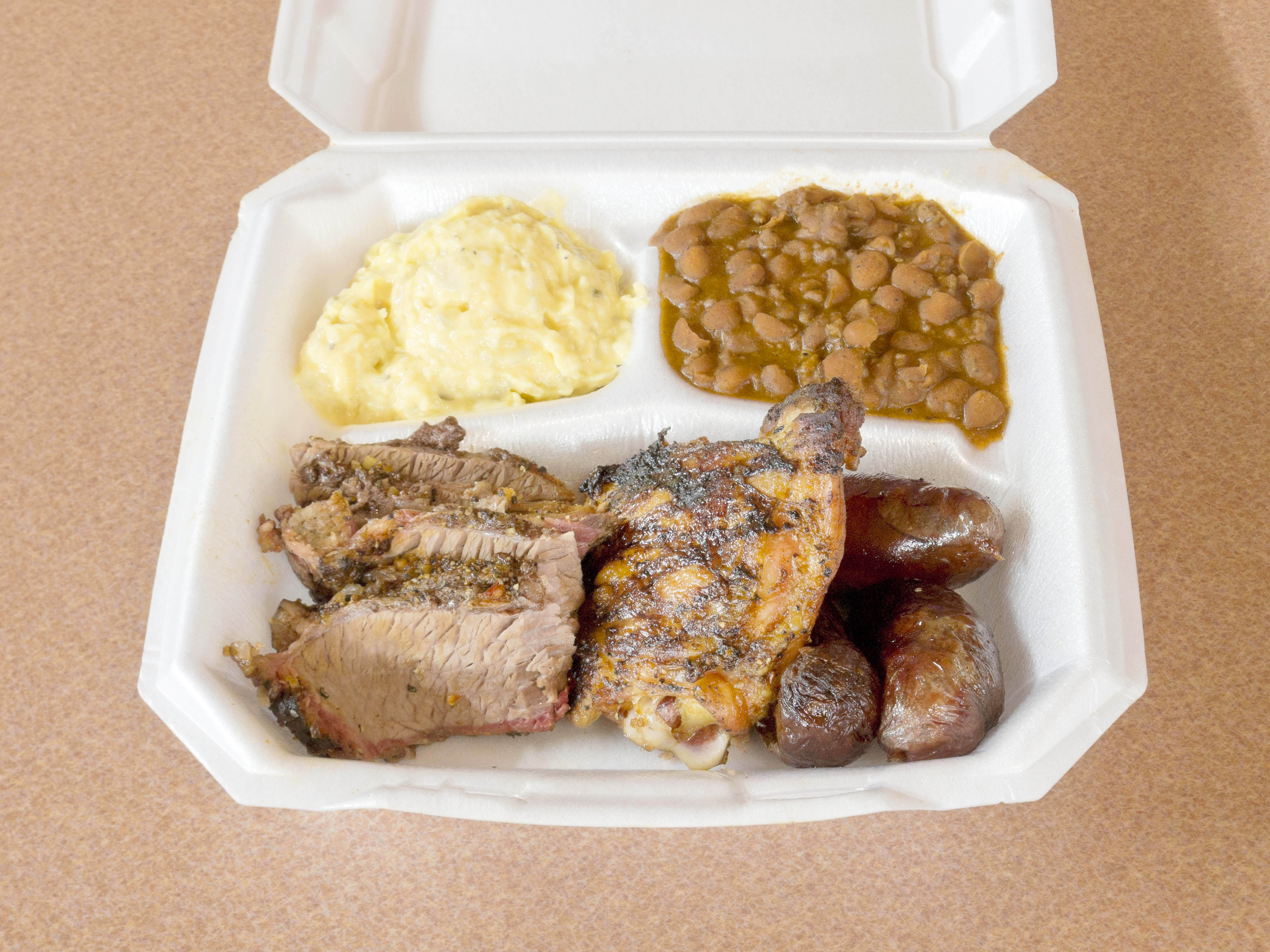 Order Swamp with 3 Meats Plate food online from Gatorpit Barbq store, Lancaster on bringmethat.com