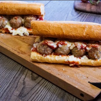 Order Meatball Hoagie - Half 6.5" food online from Foxs Pizza Den store, Chicora on bringmethat.com