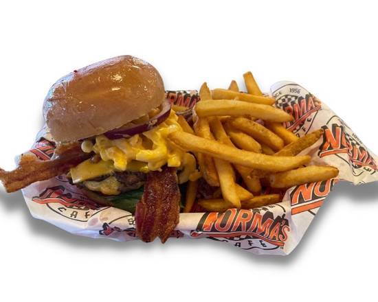 Order Bacon Mac & Cheese Burger food online from Norma's Cafe store, Frisco on bringmethat.com