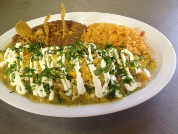 Order Chilaquiles (red, green, or enmolados) Plate food online from Panchos Breakfast store, Chula Vista on bringmethat.com