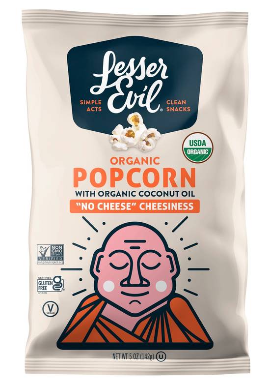 Order Lesser Evil "No Cheese" Cheesiness Vegan Organic Popcorn, 5 OZ food online from CVS store, BRYAN on bringmethat.com
