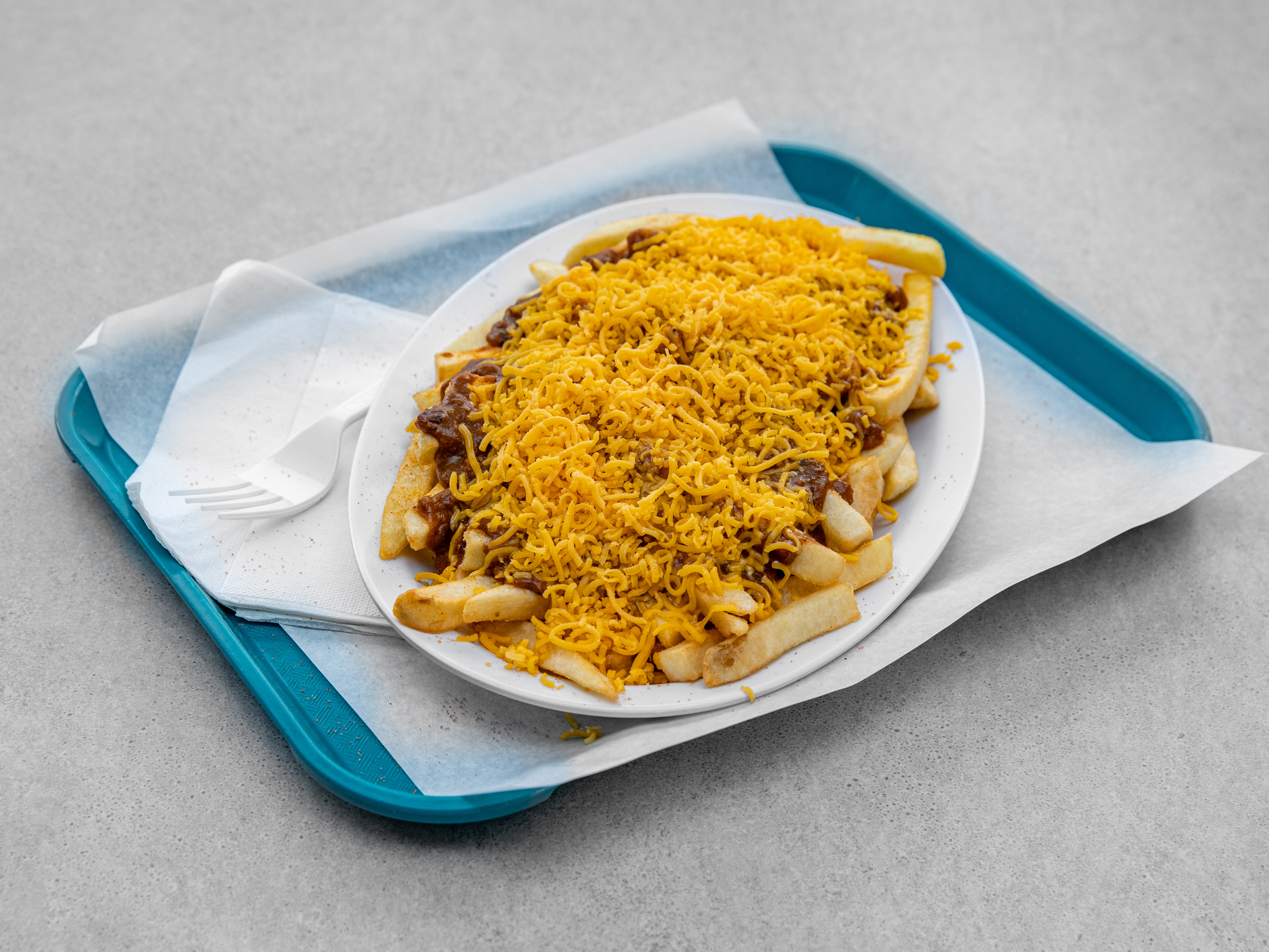 Order LARGE Chili Cheese Fries food online from Omega Burgers Lakewood store, Lakewood on bringmethat.com