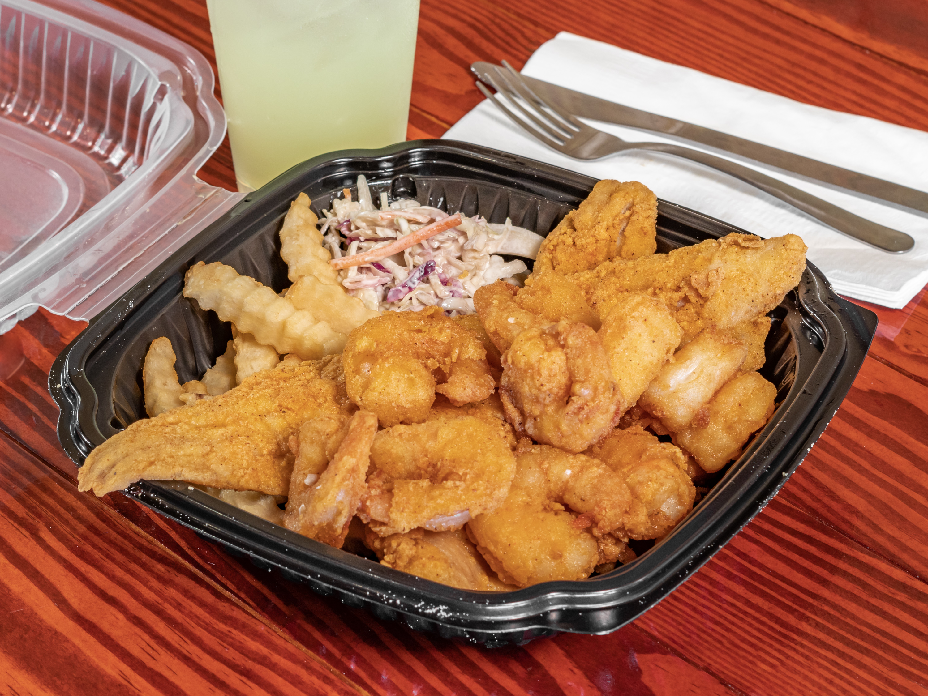 Order Fish and Shrimp Plate food online from Ms. Scealy Seafood Shack store, Savannah on bringmethat.com