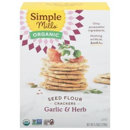 Order Simple Mills Organic Seed Flour Garlic & Herb Seed Crackers (4.25 oz) food online from Light Speed Market store, Marietta on bringmethat.com