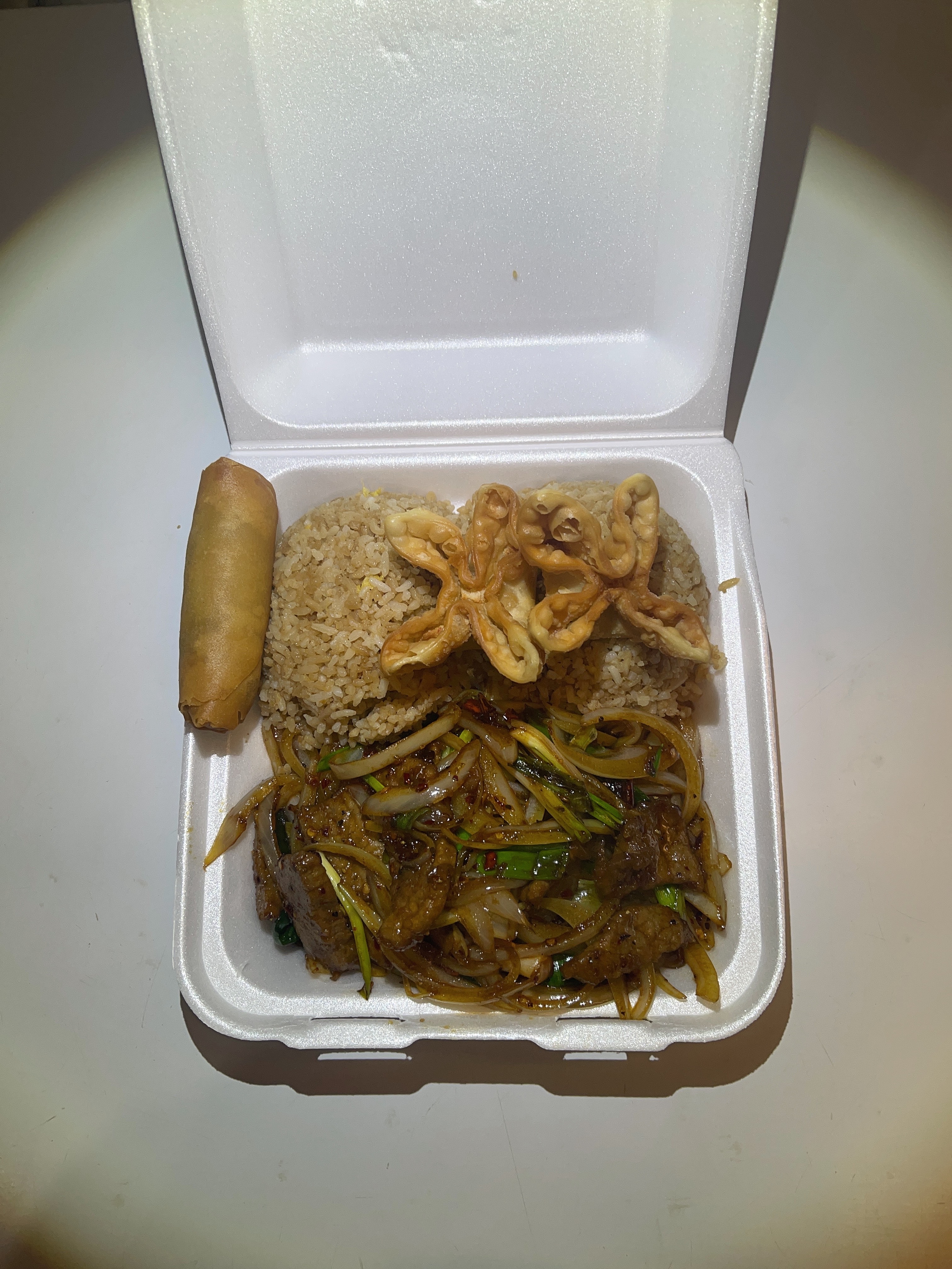 Order C16. Mongolian Beef Combo Special(spicy) food online from Fortune Kitchen store, Aurora on bringmethat.com