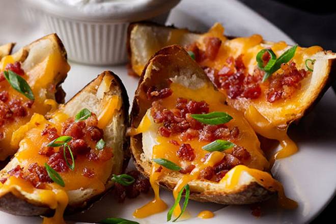 Order Made-From-Scratch Loaded Potato Skins food online from Roadies Sliders store, Bryant on bringmethat.com