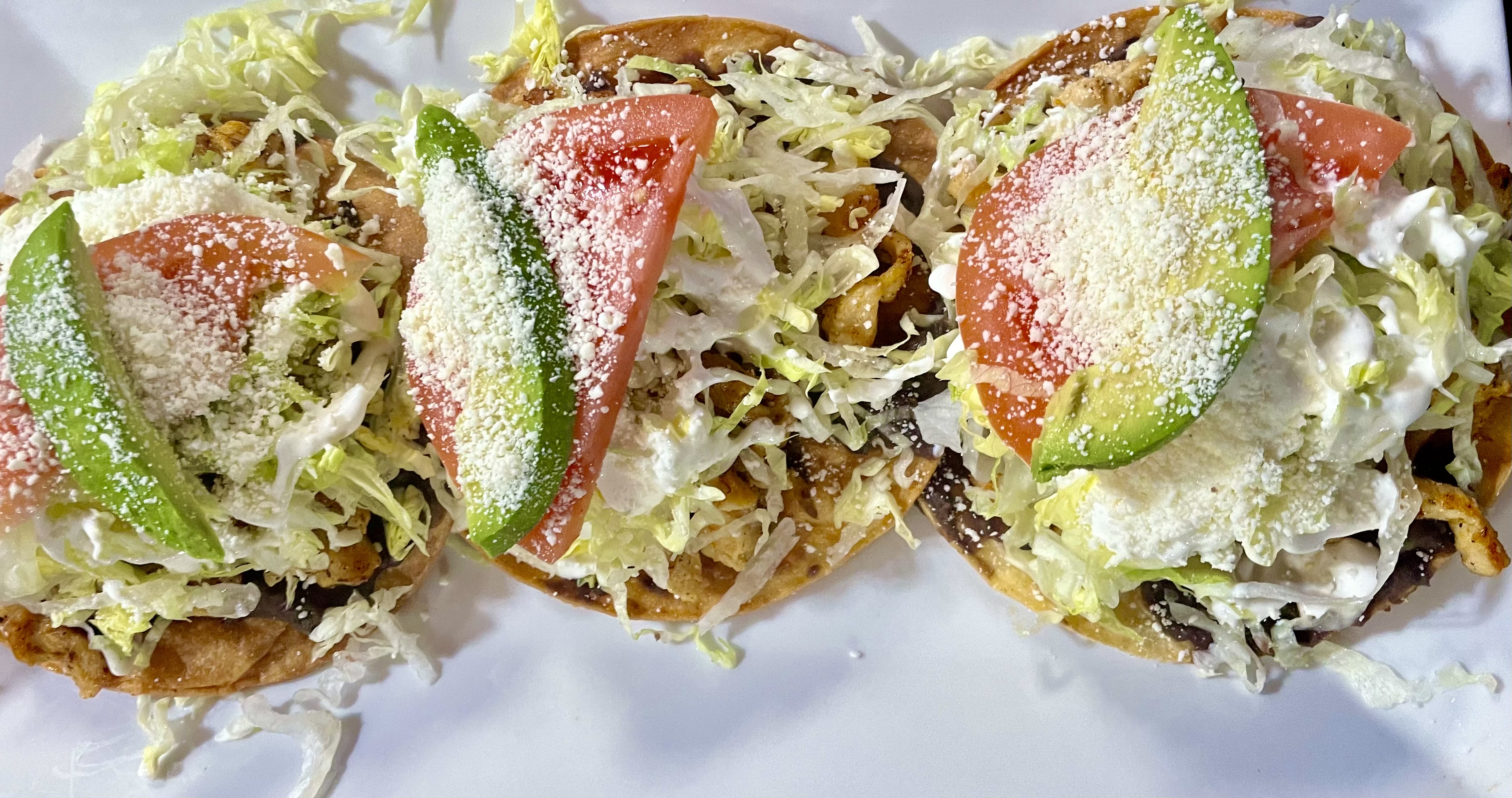 Order 3 Tostadas food online from La Guera Mexican Grill store, Upper Darby on bringmethat.com