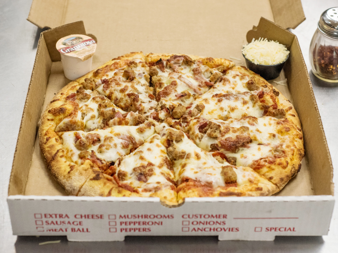 Order Meat Lover Pizza food online from Dash Seafood store, Baltimore on bringmethat.com