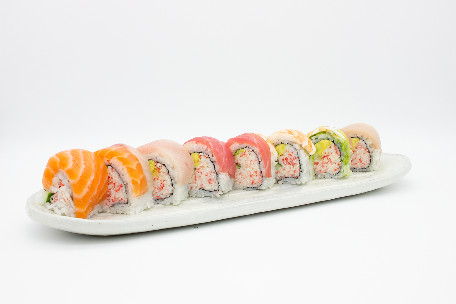 Order Rainbow Roll food online from Sushiaru store, Victorville on bringmethat.com