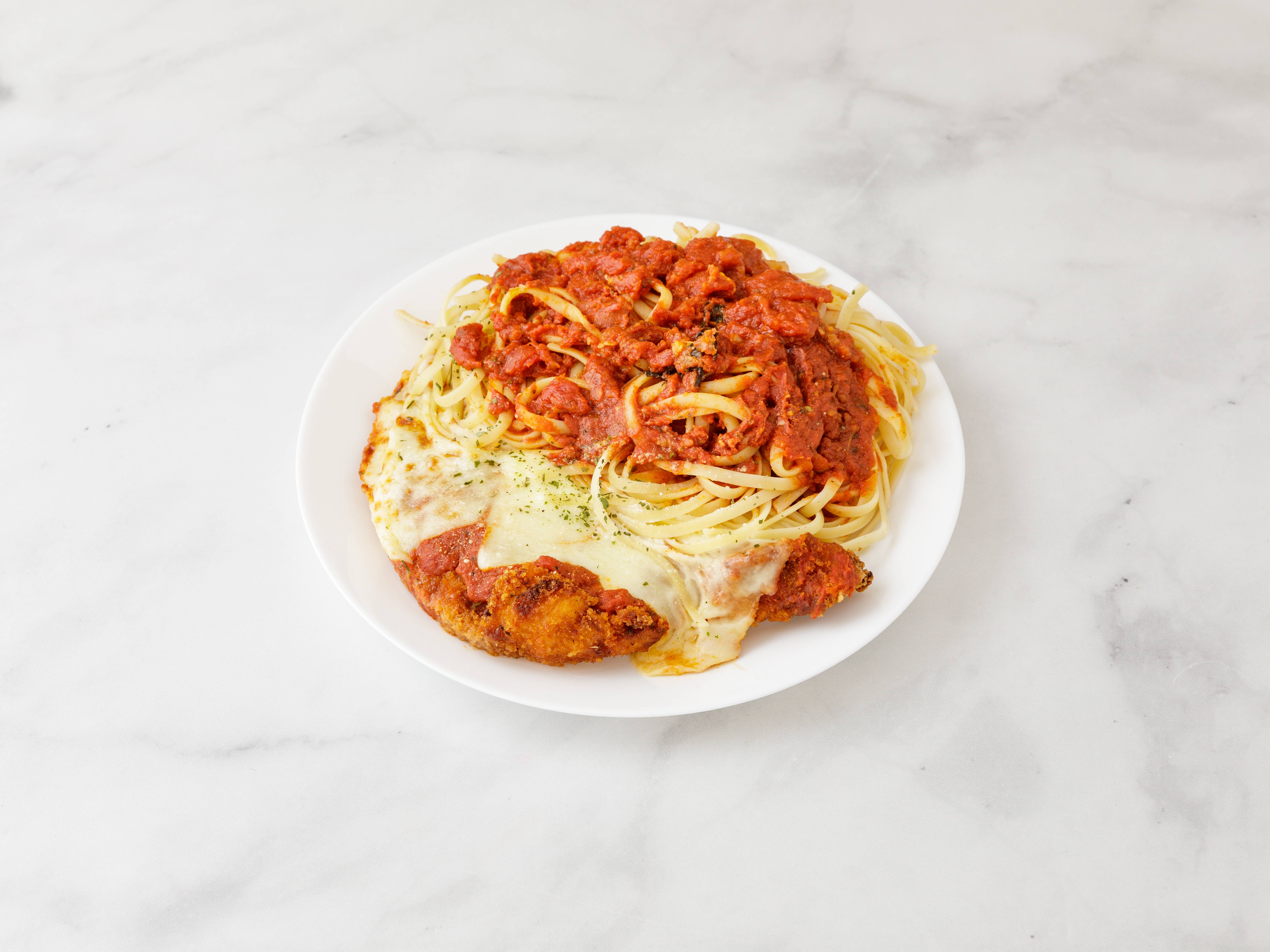 Order Parmigiana Chicken food online from Lovey's Ristorante & Pizzeria store, Hasbrouck Heights on bringmethat.com