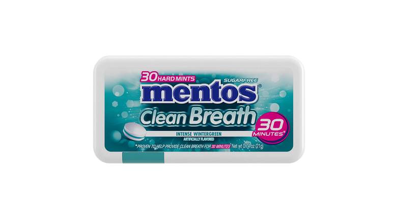 Order Mentos Clean Breath Hard Mints Sugar Free Candy, Wintergreen 0.74 oz food online from Valero Food Mart store, Murrayville on bringmethat.com