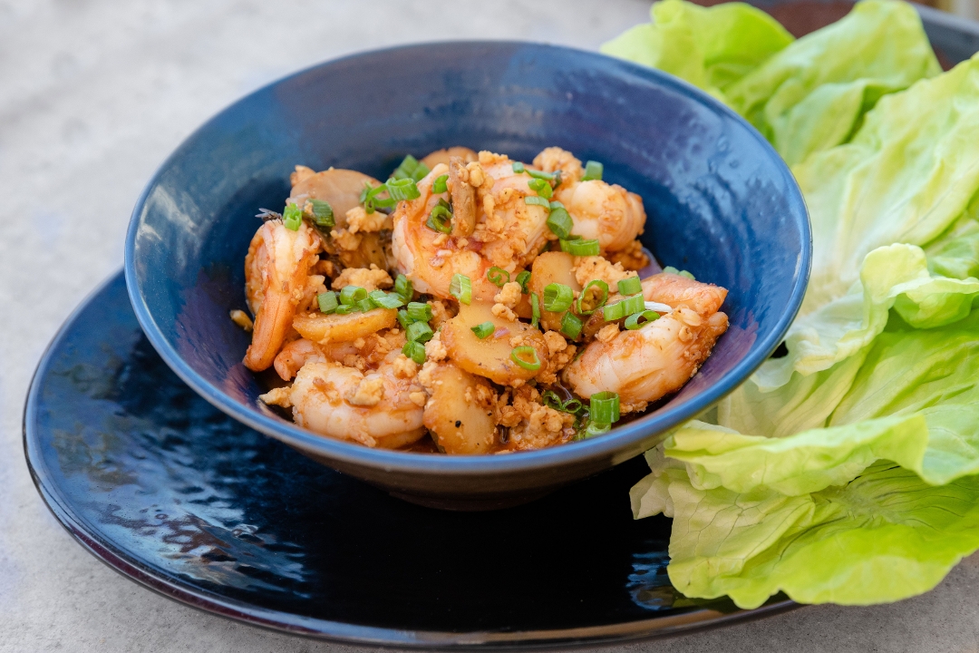 Order Chicken and Shrimp Lettuce Wraps food online from The Social List store, Long Beach on bringmethat.com