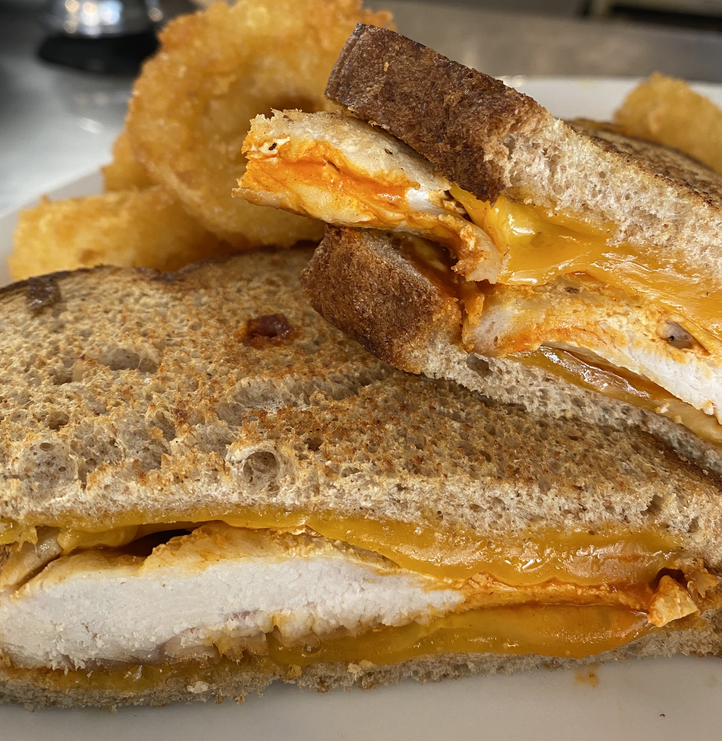 Order Buffalo Chicken Grilled Cheese food online from The Cow / An Eatery store, Morrison on bringmethat.com