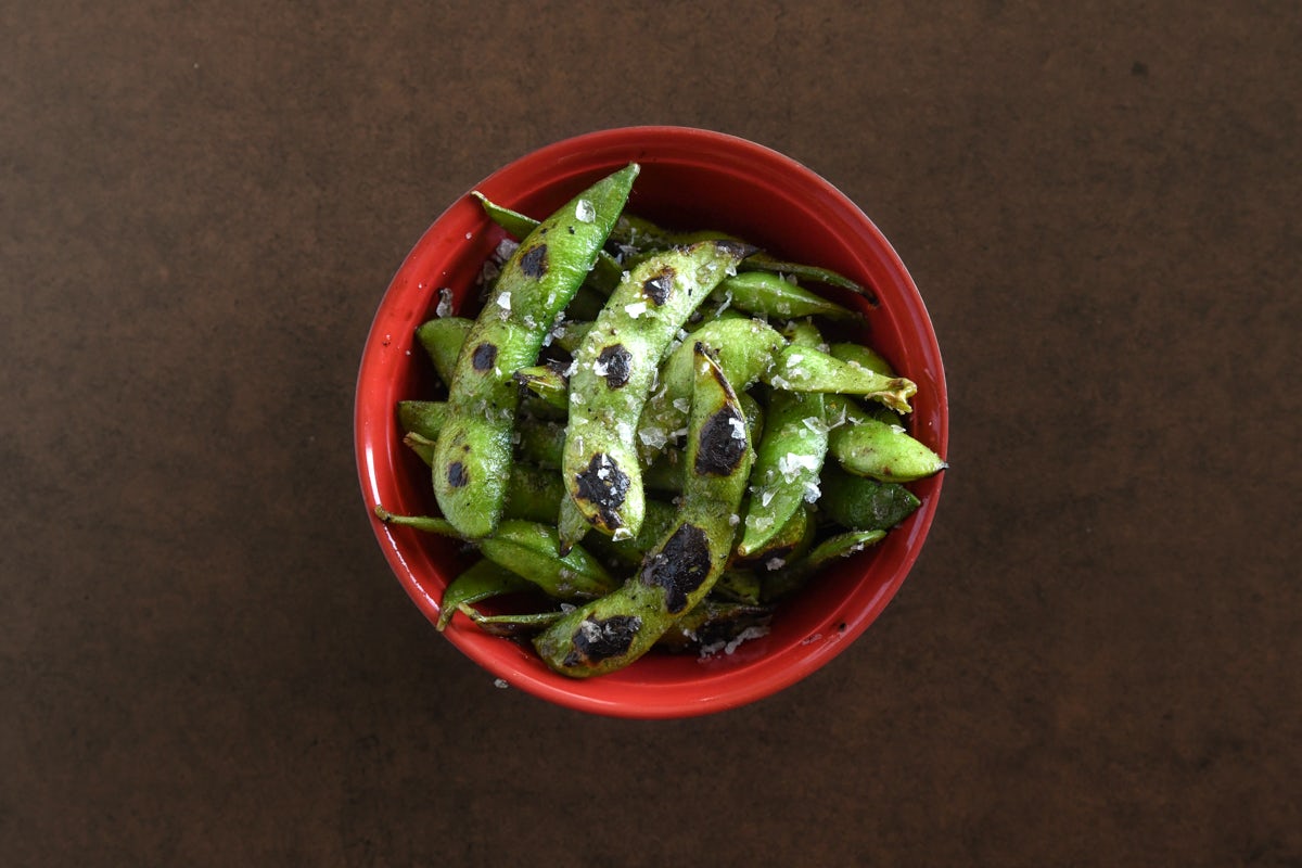 Order EDAMAME CHARRED- SALTED (VG) food online from Blue Sushi Sake Grill store, Lincoln on bringmethat.com