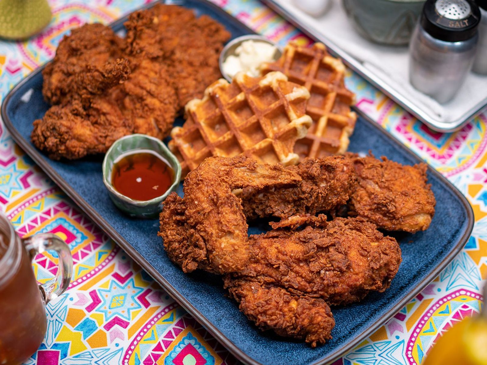 Order Whole Free Range Chicken (8 Pcs) with 2 Waffles + Syrup food online from Chucks Chicken & Waffles store, Burbank on bringmethat.com