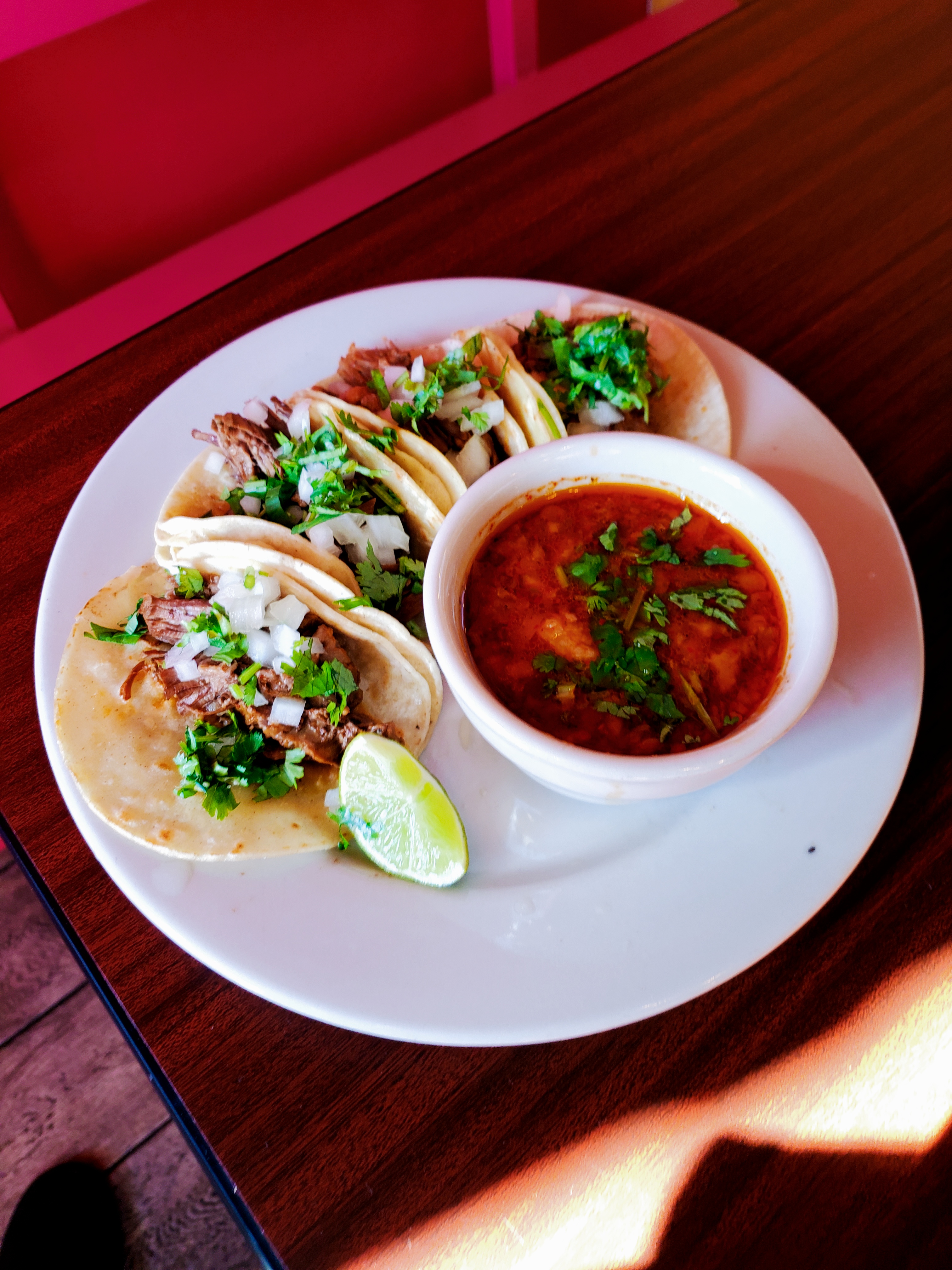Order 4 Birria Street Tacos con Consomme food online from Mi Corazon Mexican Restaurant store, Spanish Fork on bringmethat.com