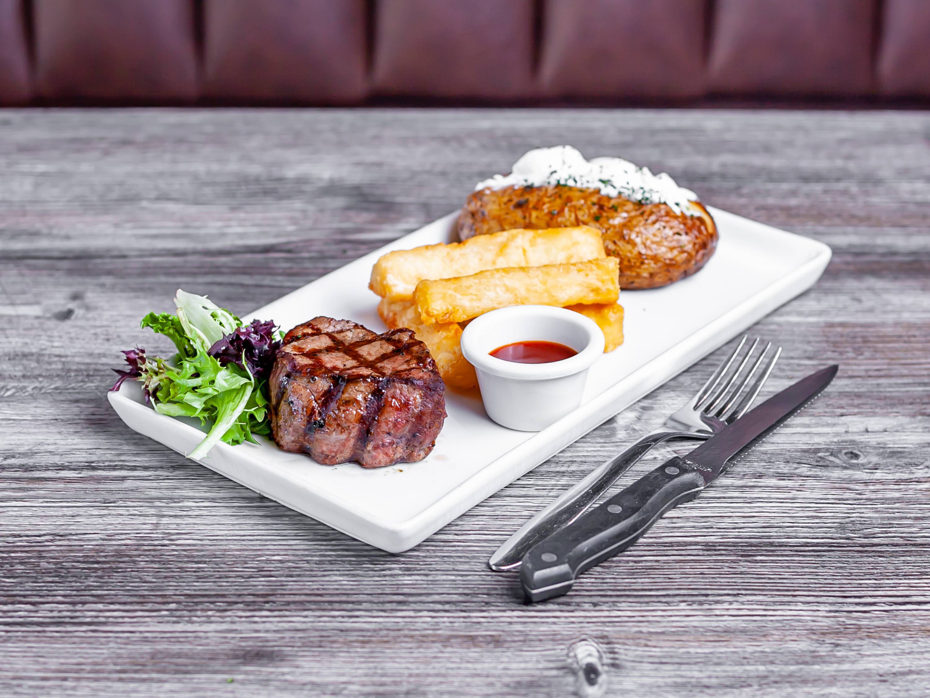Order Sirloin on Plate 6 oz  food online from Steak on Fire store, Orlando on bringmethat.com
