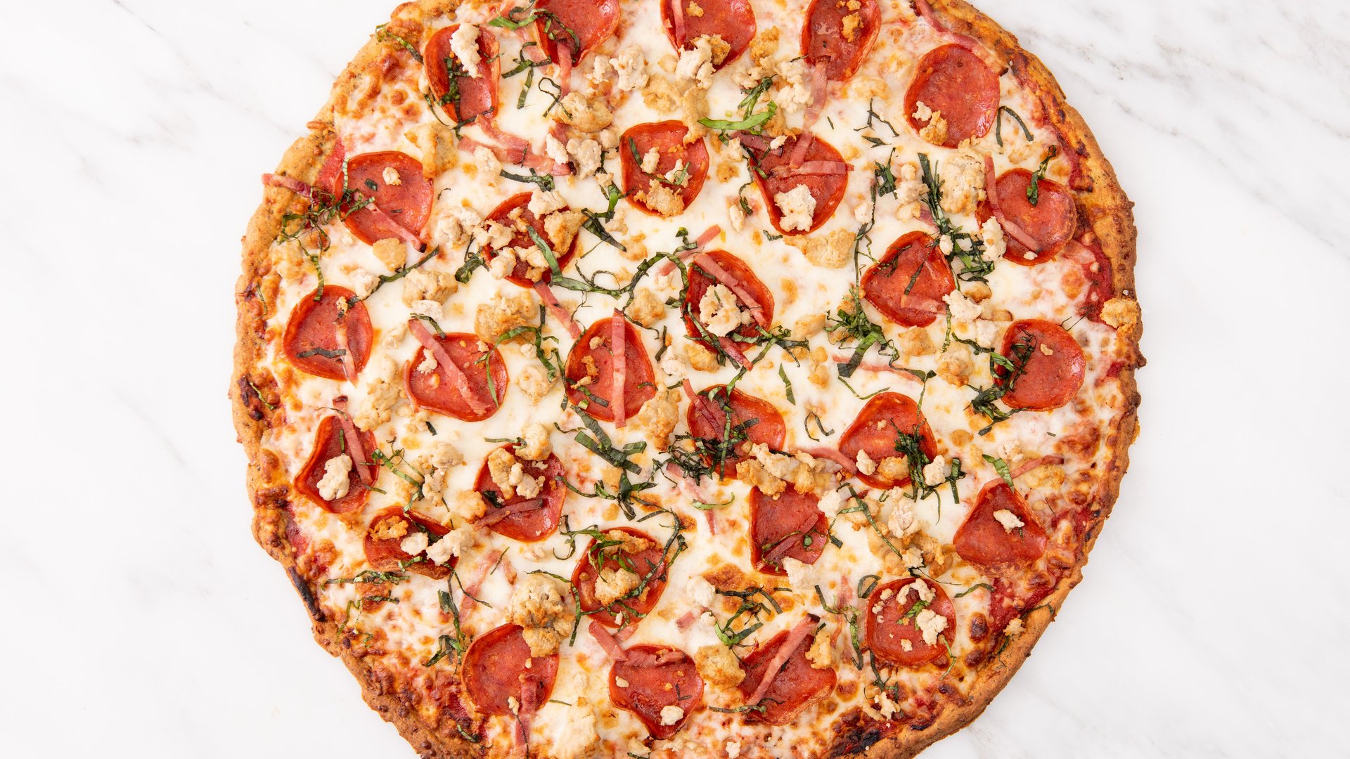 Order Gluten-Free Meat Lovers Pizza food online from F#Ck Carbs store, Houston on bringmethat.com