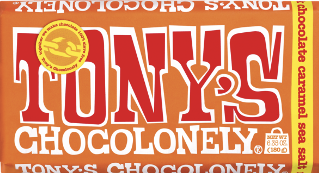 Order Tony’s Chocolonely: 32% Milk Chocolate with Caramel & Sea Salt food online from The Sweet Shop Nyc store, New York on bringmethat.com