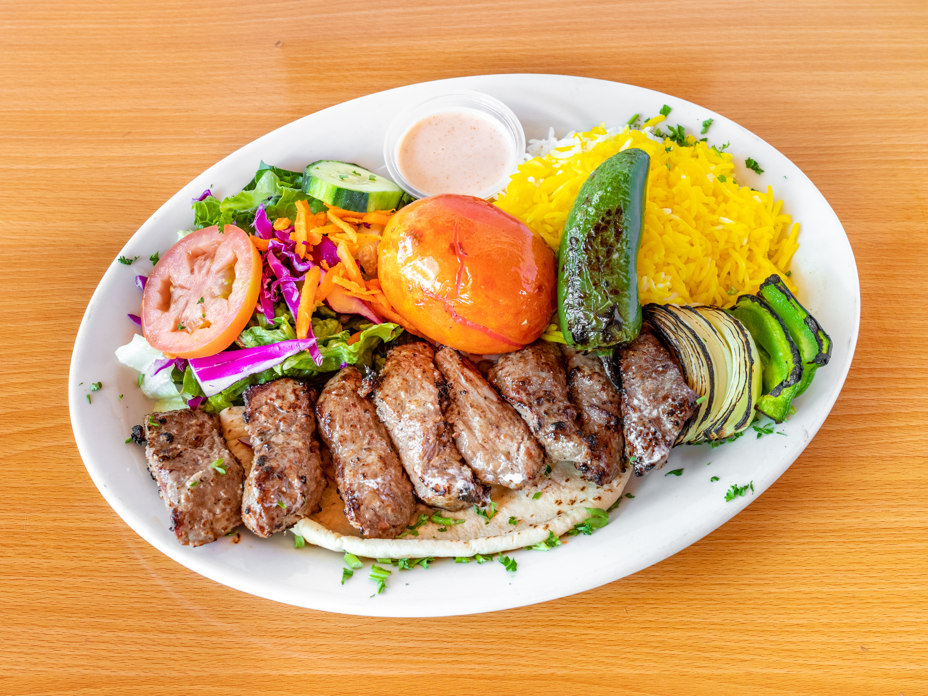 Order Top Sirloin Beef Shish Lunch Special food online from Fanoos Grill store, Torrance on bringmethat.com