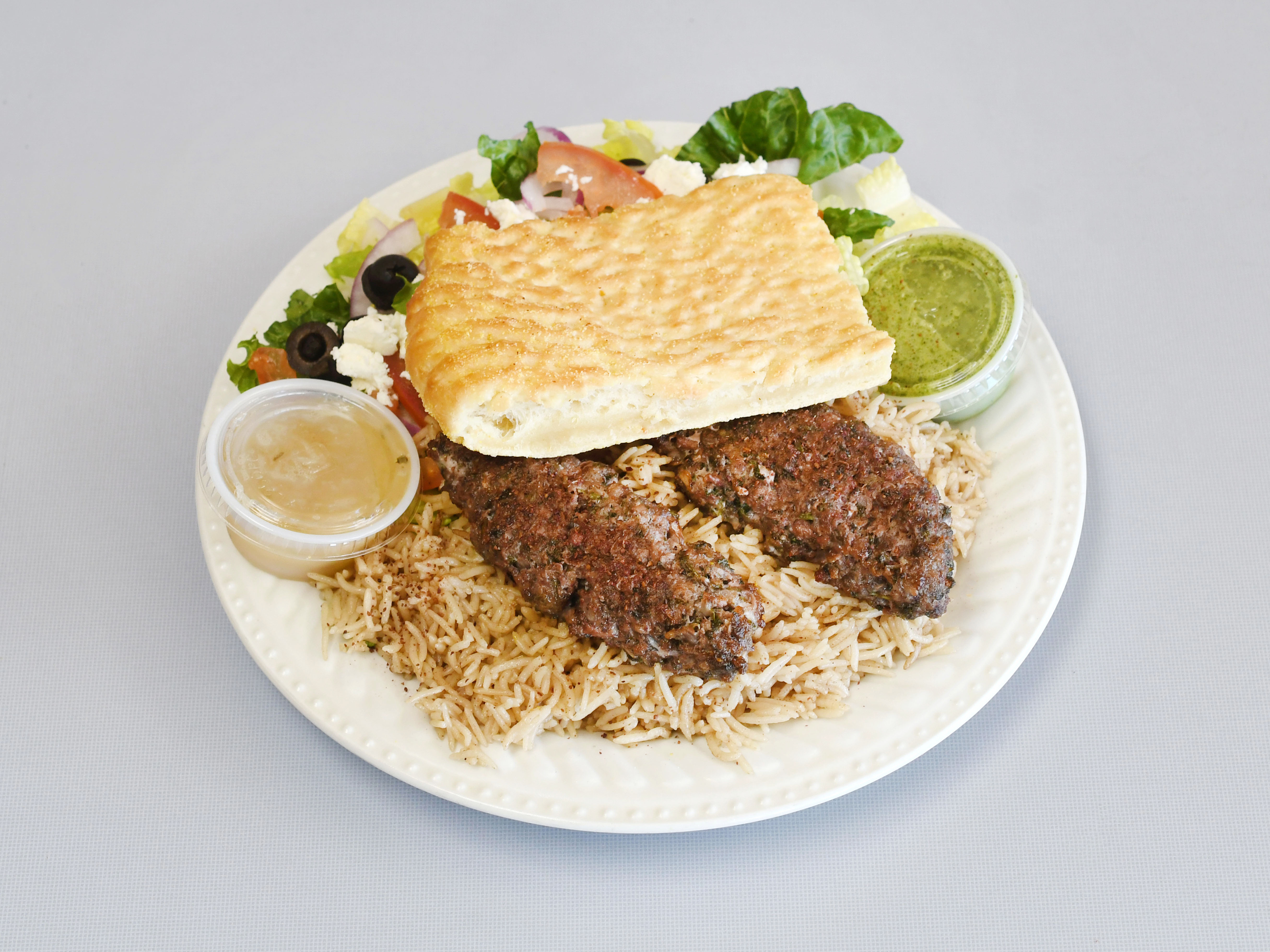 Order Beef Kabob Plate food online from Milano Pizza & Greek Deli store, Manteca on bringmethat.com