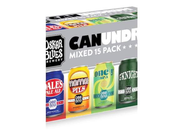 Order Oskar Blues Canundrum Variety Pack - 15x 12oz Cans food online from Cardinal Wine & Spirits store, Gurnee on bringmethat.com