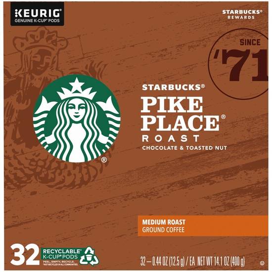 Order Starbucks Pike Place Medium Roast Coffee, K-Cup Pods, 32 CT food online from CVS store, Tulsa on bringmethat.com