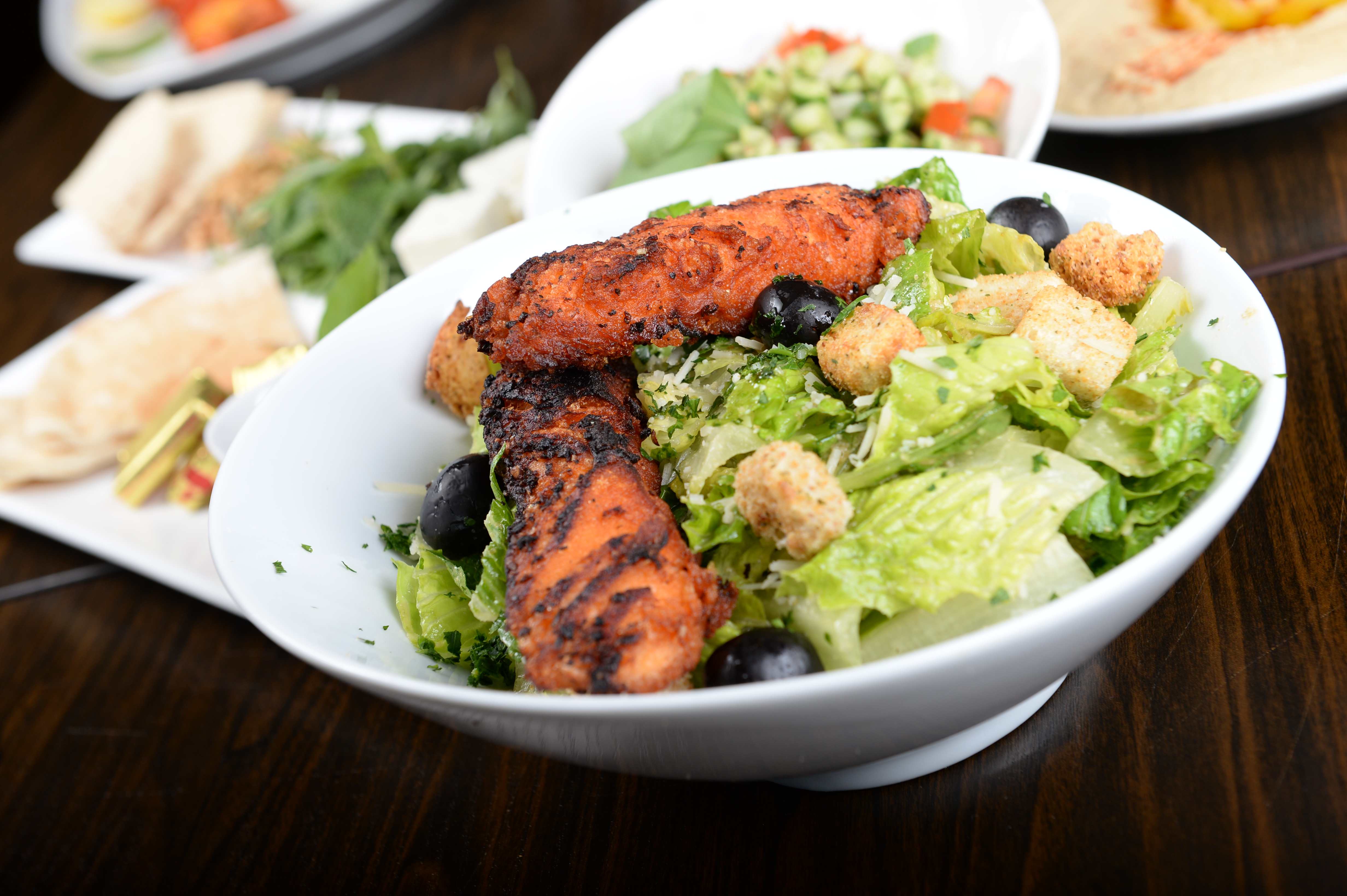 Order Salmon Salad food online from Basil Mediterranean store, Costa Mesa on bringmethat.com