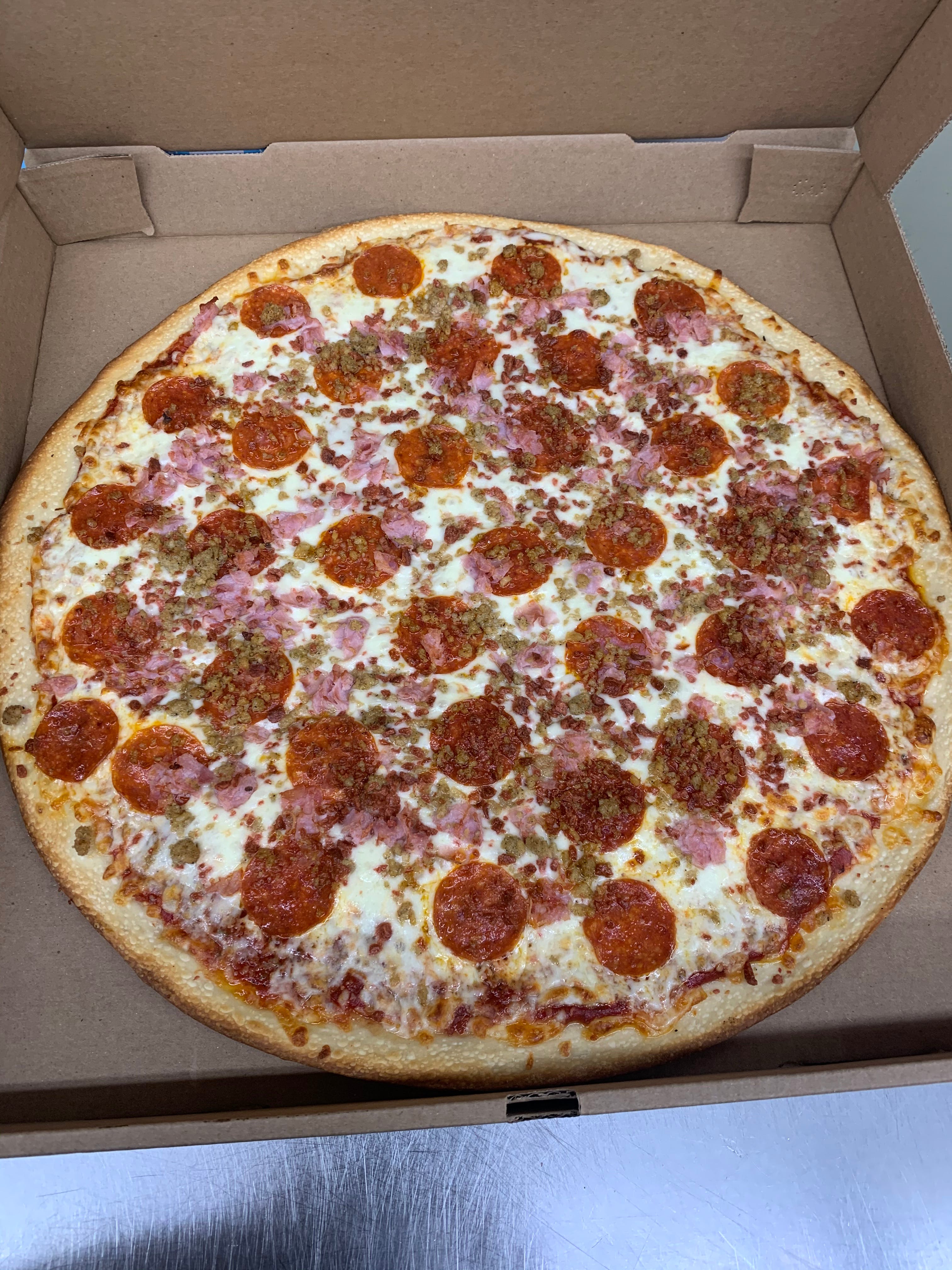 Order Meatza Pizza - Large 16'' food online from Monty's Pizza store, Chesapeake on bringmethat.com
