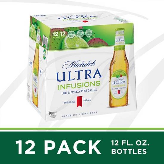 Order Michelob Ultra Infusions Lime & Prickly Pear Cactus Light Beer, 12 Pack Beer food online from Red Roof Market store, Lafollette on bringmethat.com