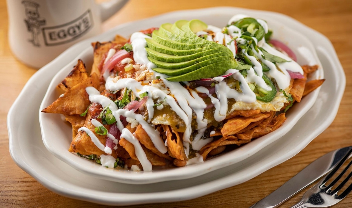 Order Chilaquiles food online from Eggy Diner store, Minneapolis on bringmethat.com