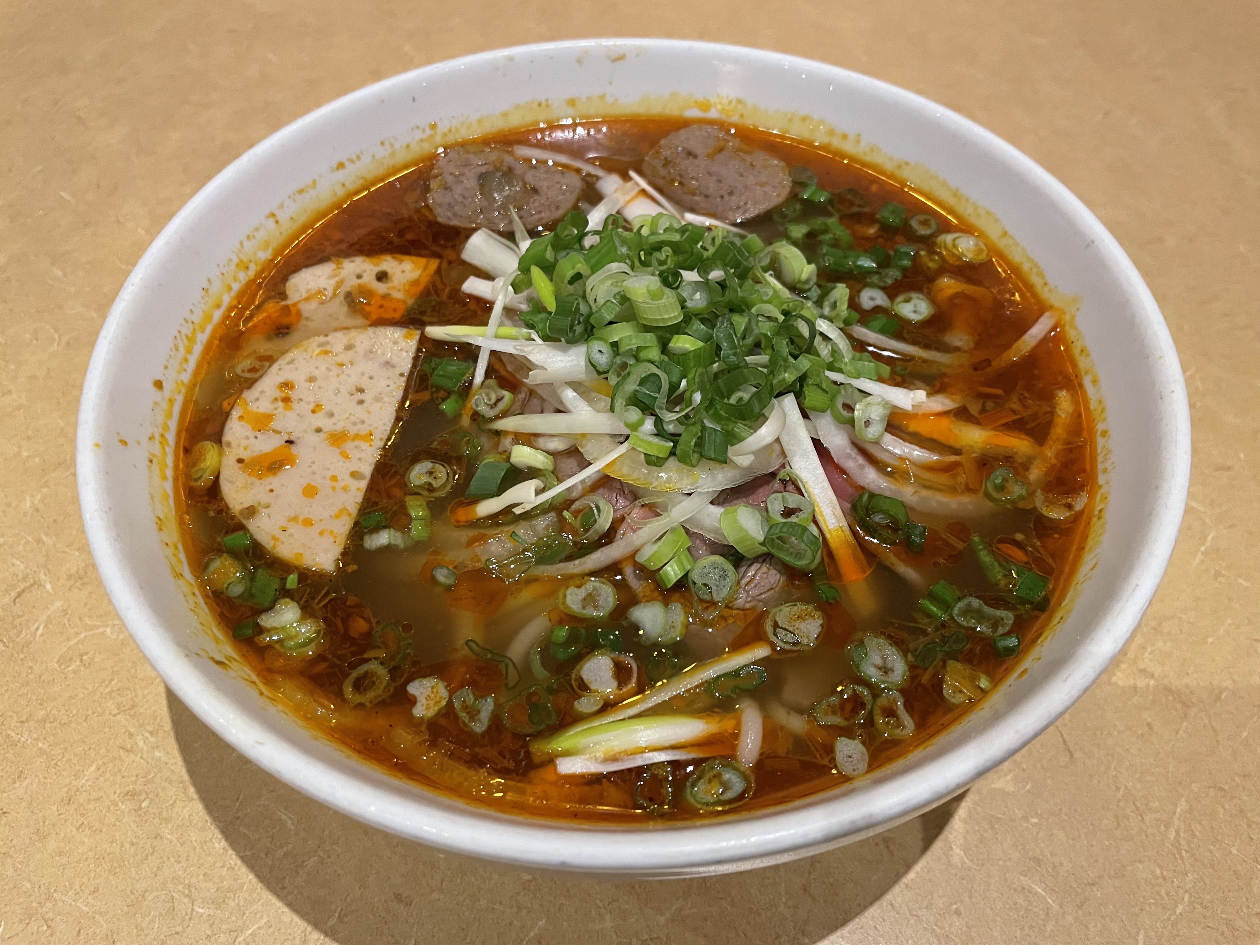 Order Bun Bo Hue (Spicy Noodle Soup) food online from Le Soleil store, San Leandro on bringmethat.com