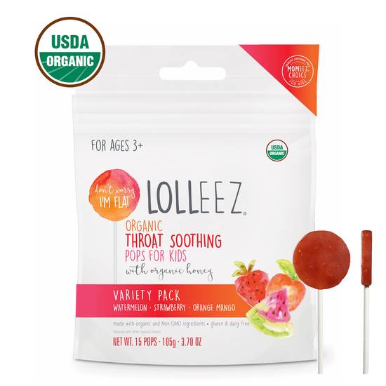 Order Lolleez Organic Throat Soothing Pops Variety Pack (15 ct) food online from Rite Aid store, Sandusky County on bringmethat.com
