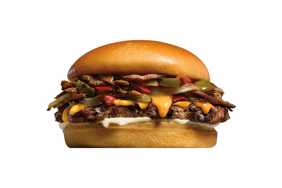 Order Philly Cheesesteak Angus Thickburger™ food online from Hardee's store, Boiling Springs on bringmethat.com