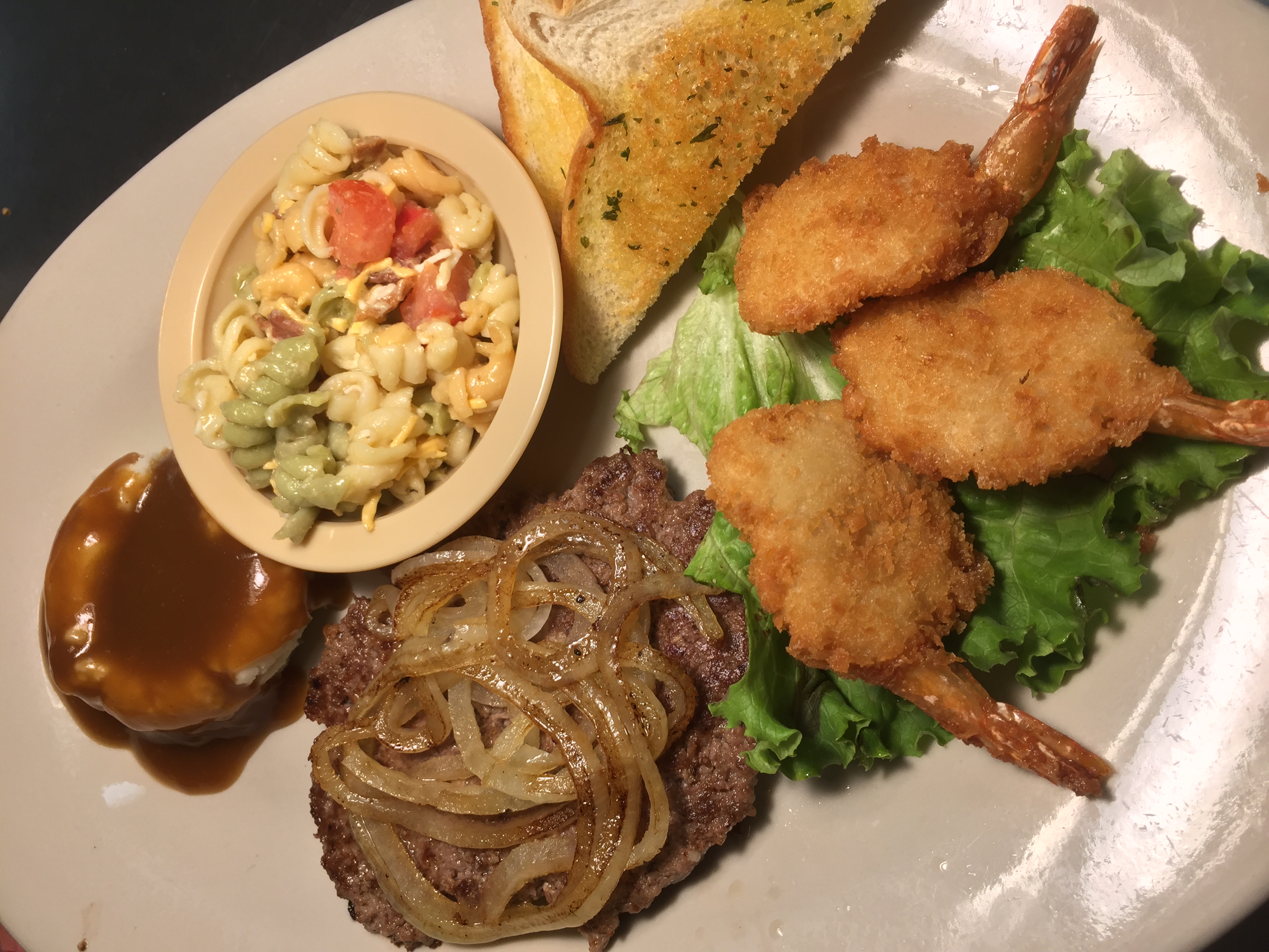 Order Saturday Ground Sirloin and Jumbo Shrimp with 2 Sides Special food online from Homestyle Grille store, Bartonville on bringmethat.com