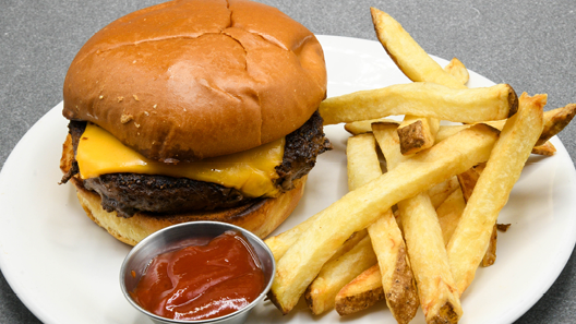 Order Kids Cheeseburger + Fries food online from Mitchell's Steakhouse store, Columbus on bringmethat.com