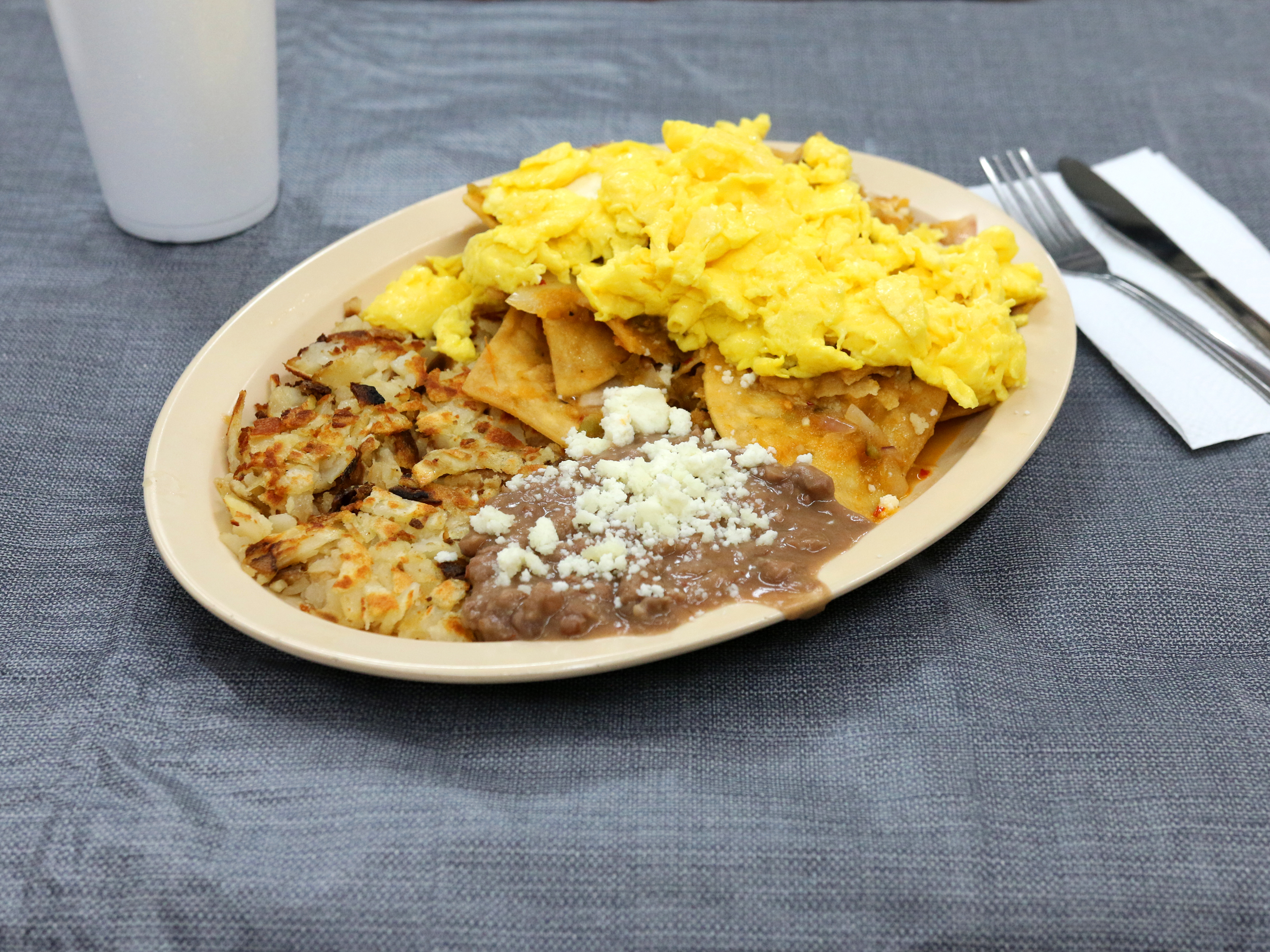 Order Chilaquile Plate food online from Burger Depot store, La Puente on bringmethat.com