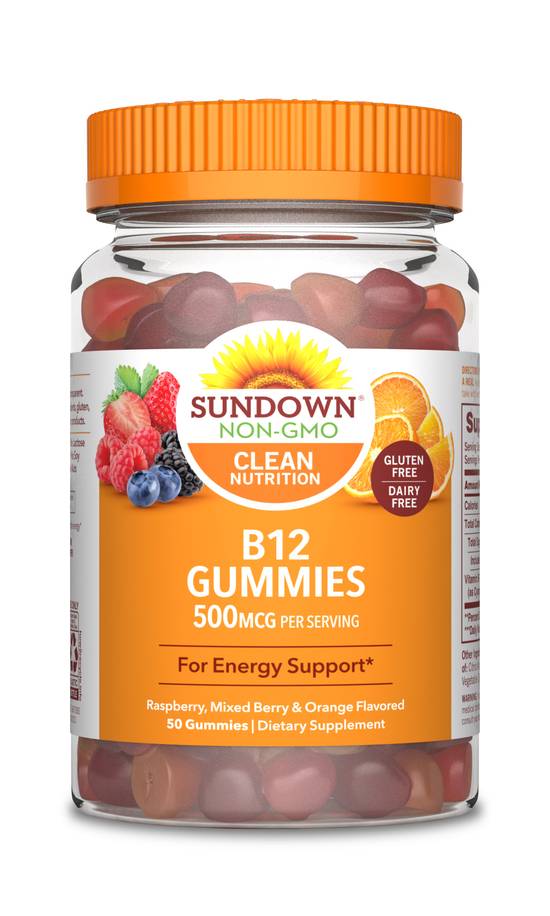 Order Sundown Naturals Vitamin B12 Dietary Supplement Fruit Gummies 500mg (50 ct) food online from Rite Aid store, Palm Desert on bringmethat.com