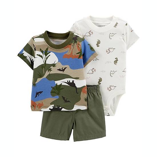 Order carter's® Size 18M 3-Piece Dinosaur Little Short Set in Camo food online from Bed Bath & Beyond store, Lancaster on bringmethat.com