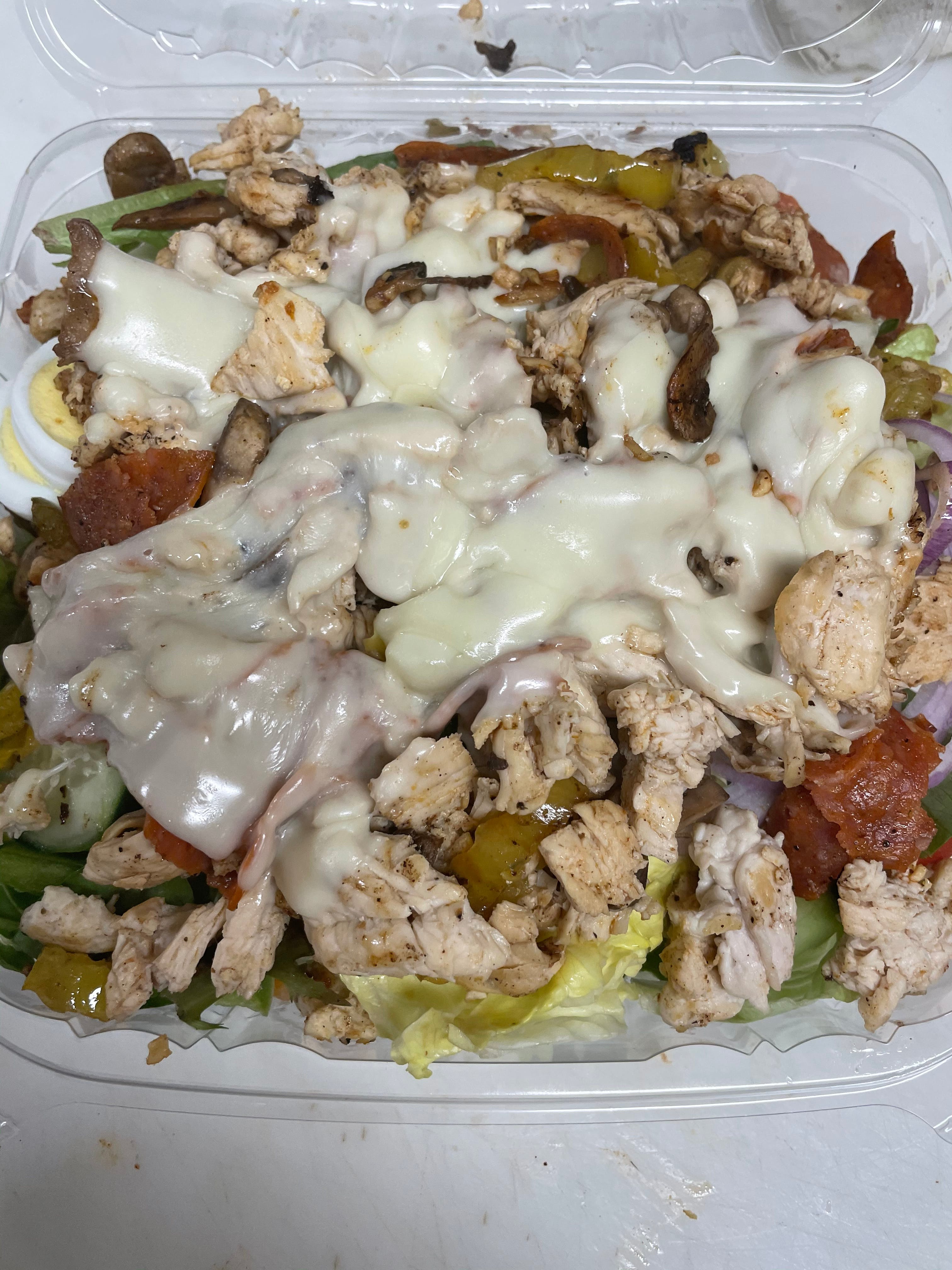 Order Chicken Cheesesteak Salad - Large food online from Amici Vicinato store, Lafayette Hill on bringmethat.com