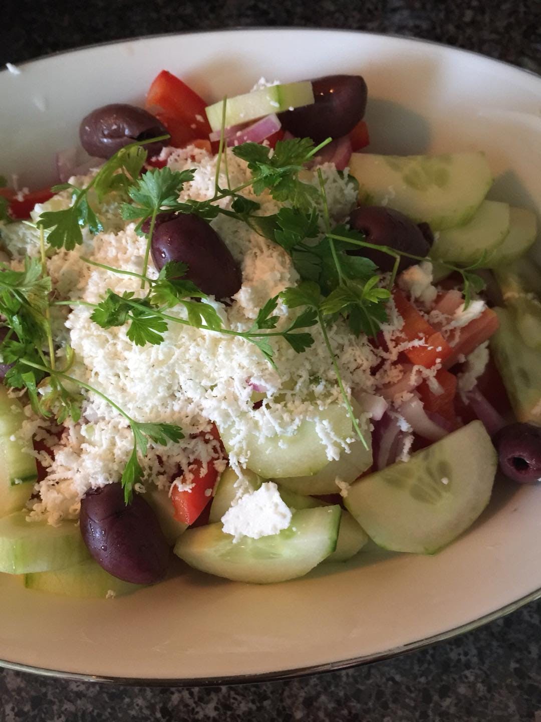 Order Greek Salad - Salad food online from Mama Mia Pizza store, Myrtle Beach on bringmethat.com