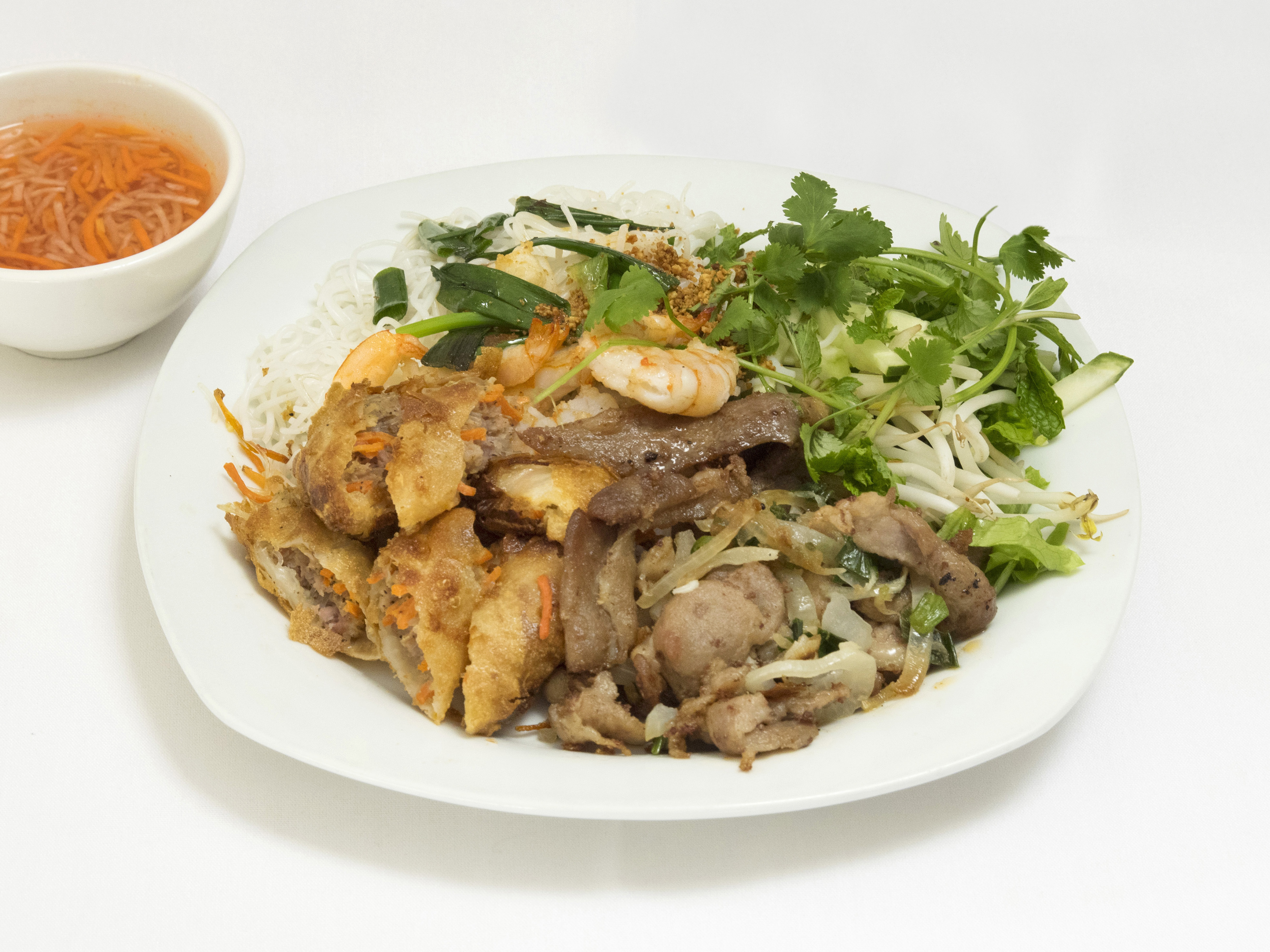 Order 6. Vermicelli with Pork, Shrimp and Imperial Rolls food online from Le Bambou store, Del Mar on bringmethat.com
