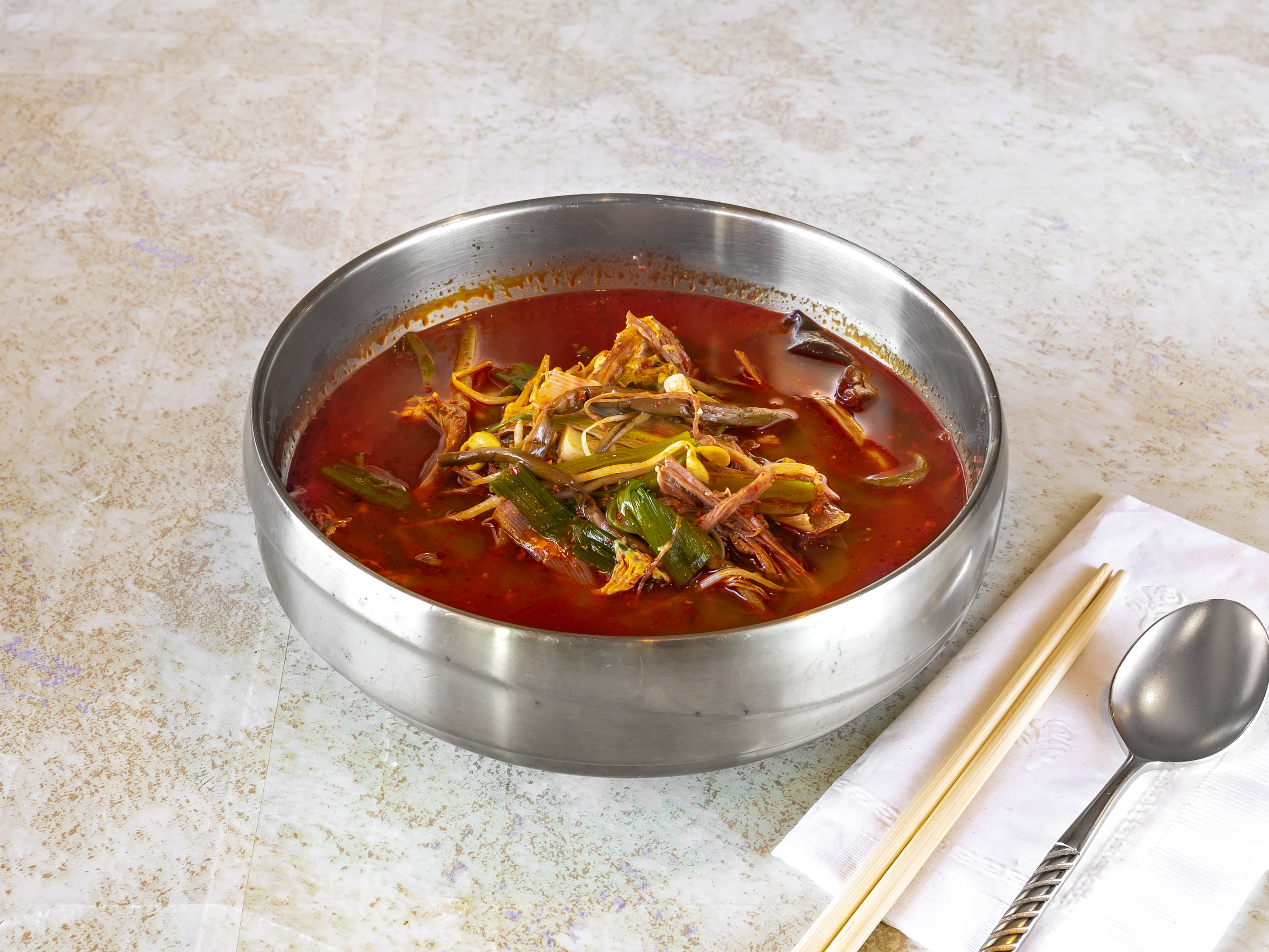Order Spicy Beef Soup 육개장 food online from Go Ba Woo store, Tappan on bringmethat.com