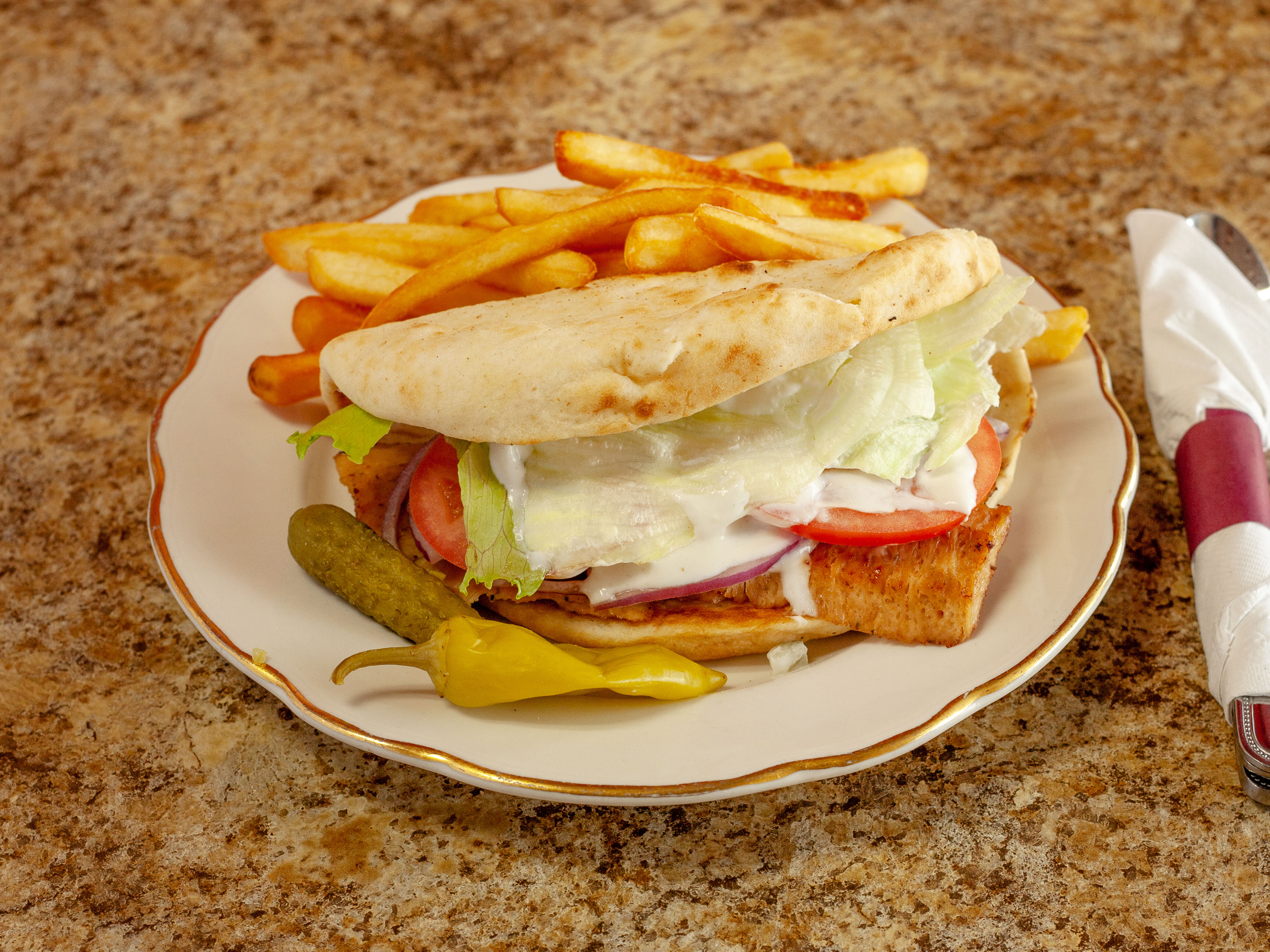 Order  Sandwich Combo Meal food online from Troy Mediterranean Cuisine store, Valley Park on bringmethat.com