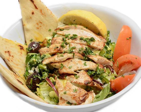 Order Grilled Chicken Breast Salad food online from George's Greek Grill-Fig at 7th store, Los Angeles on bringmethat.com