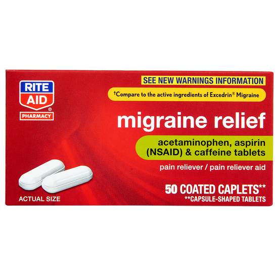 Order Rite Aid Migraine Relief Coated Caplets (50 ct) food online from Rite Aid store, CONCORD on bringmethat.com