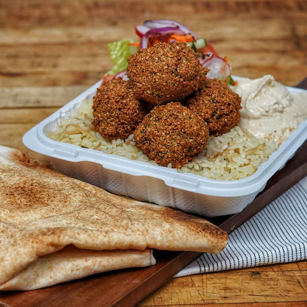 Order Ani's Falafel Dinner Plate food online from Ani Takeout store, Belmont on bringmethat.com